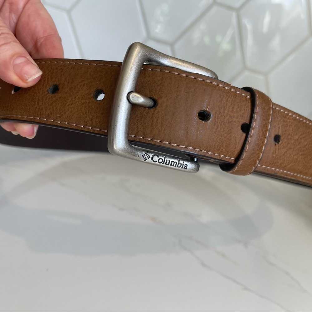 Columbia Brown Leather Belt with Silver Buckle